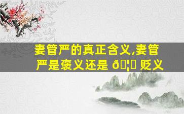 妻管严的真正含义,妻管严是褒义还是 🦅 贬义
